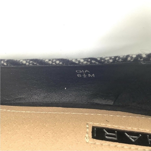 NIB Tahari Gia Black White Chevron Shoes Pumps 6.5M Textile Pointy Toe heel - Picture 7 of 8